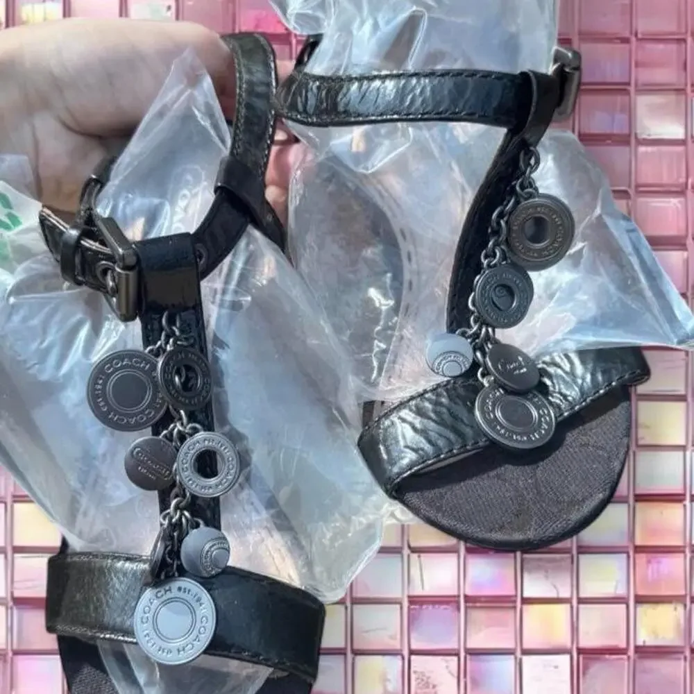 Rare coach black sandals with